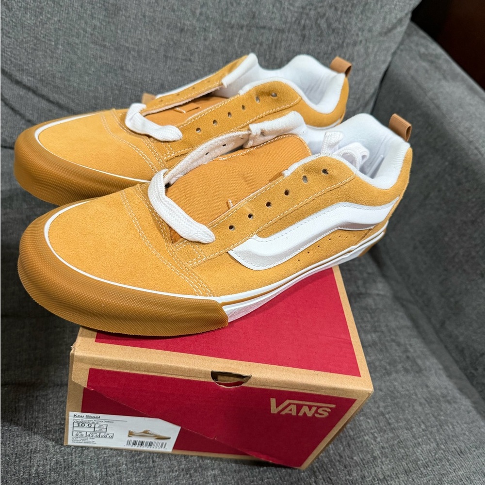 Vans Knu Skool Gum Bumper Honey Yellow Suede Gold Tan Skate Shoes Mens 11 New - Picture 7 of 9